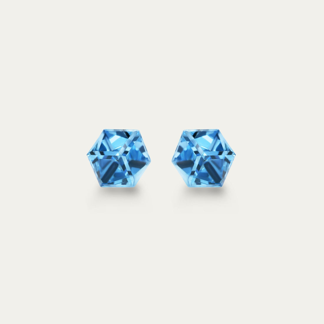 Irene - Aquamarine - 4mm Blue Color Cubic Crystal - Hypoallergenic Stainless Steel Stud Earring - Earrings - irene - cubic - 4mm - 202 - aquamarine - Seona