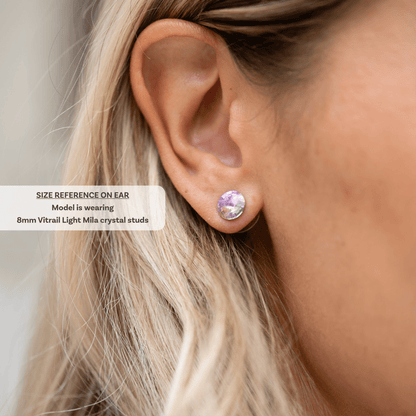 Mila - Light Sapphire - 8mm Blue Color Crystal - Hypoallergenic Stainless Steel Stud Earring - Earrings - Mila - Rivoli - 8 - 211 - Light - Sapphire - Seona