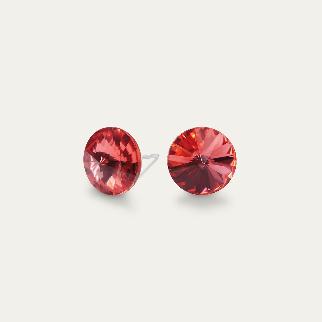 Mila - Padparadscha - 8mm Coral & Red Color Crystal - Hypoallergenic Stainless Steel Stud Earring - Earrings - Mila - Rivoli - 8 - 542 - Padparadscha - Seona