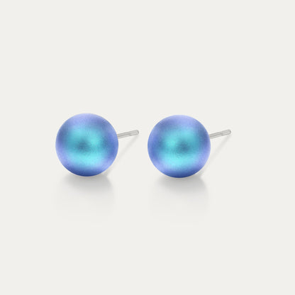 Perla - Iridescent Light Blue 8mm Pearl - Hypoallergenic Stainless Steel Stud Earring - Pearl Earrings - perla - 948 - IR - light - blue - white - pearl - 8mm - Seona