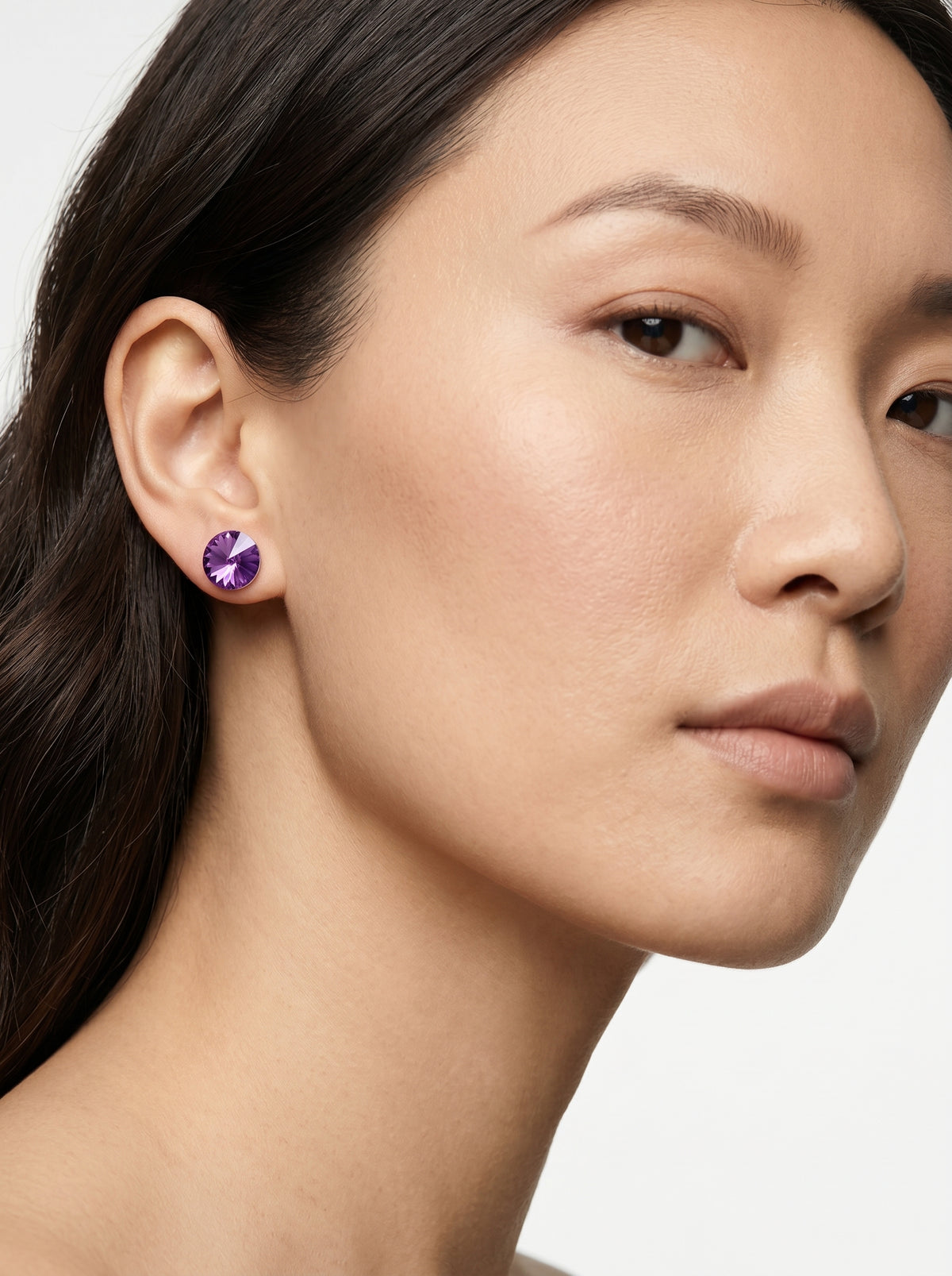 Ella Crystal Stud Earrings - Amethyst - Seona